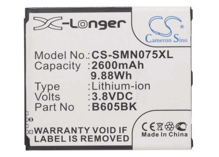 Replacement Battery for Samsung Galaxy J – Mobile, SmartPhone – 2600mAh/9.88Wh / 3.8V