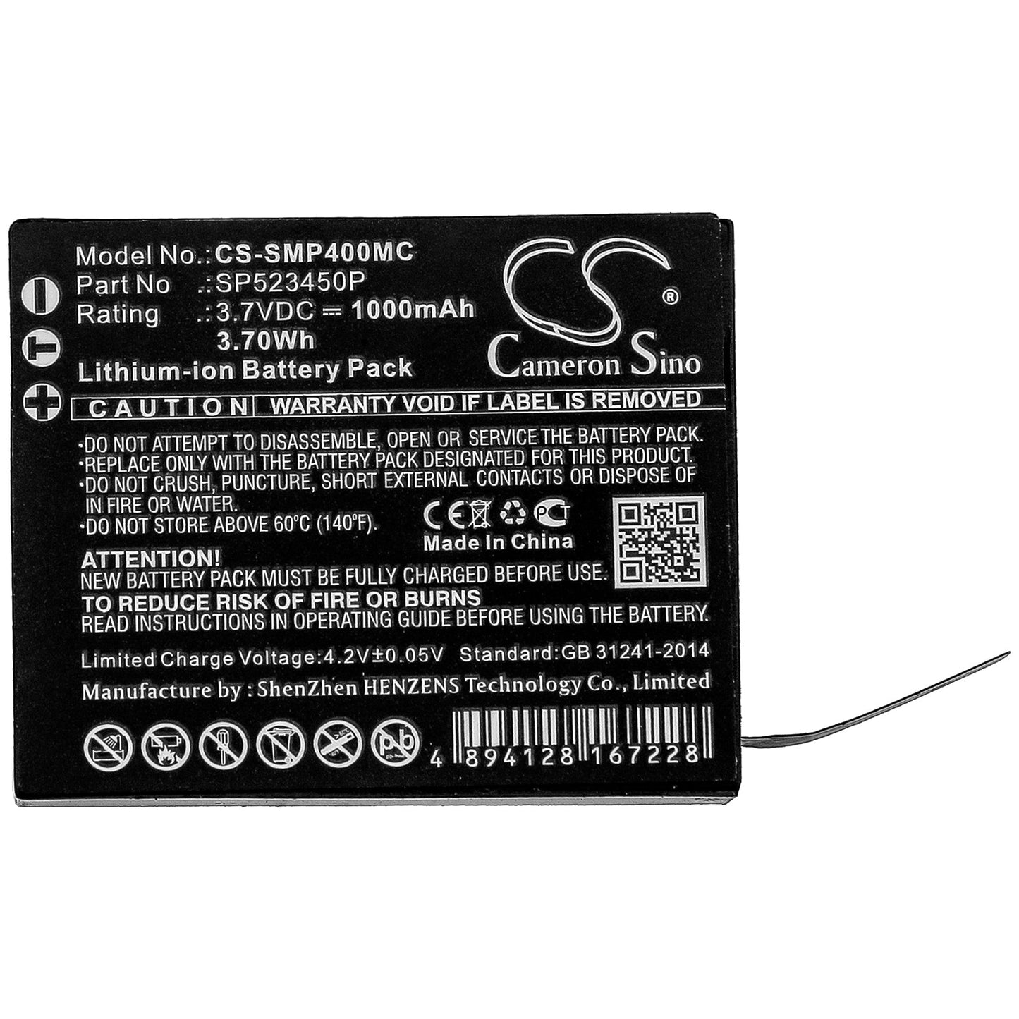 Replacement Battery for Supremo 4k plus – Camera – 1000mAh / 3.70Wh / 3.7V