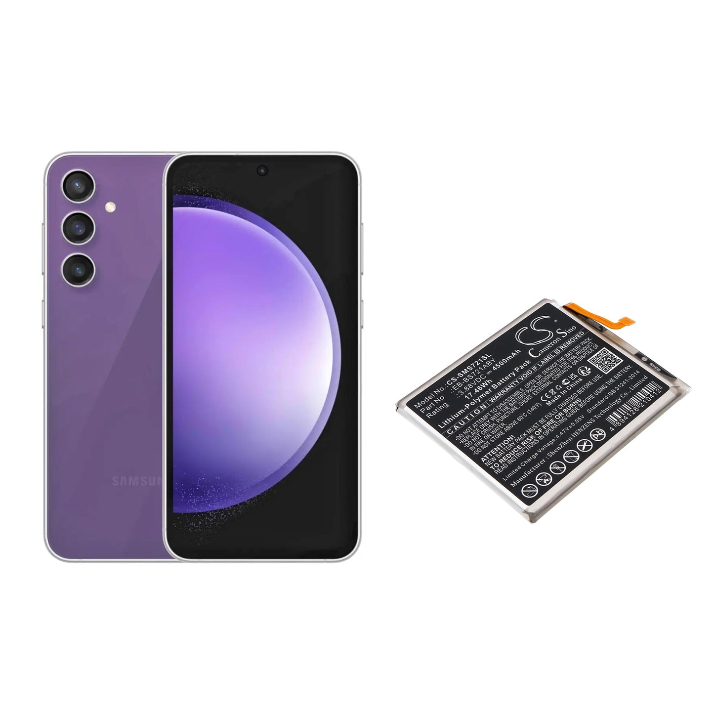 Replacement Battery for Samsung Galaxy S24 FE – Mobile, SmartPhone – 4500mAh / 17.46Wh / 3.88V