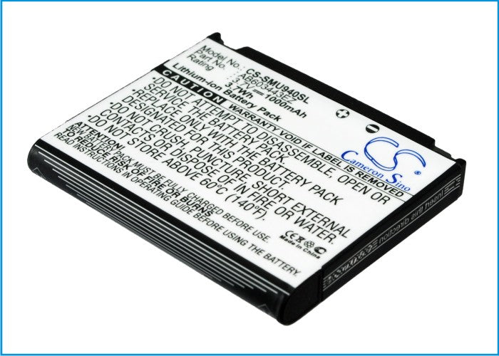Replacement Battery for Verizon  SCH-U940 – Mobile, SmartPhone – 1000mAh / 3.7V