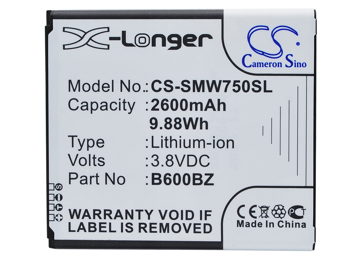 Replacement Battery for Verizon  SM-W750V – Mobile, SmartPhone – 2600mAh / 9.88Wh / 3.8V