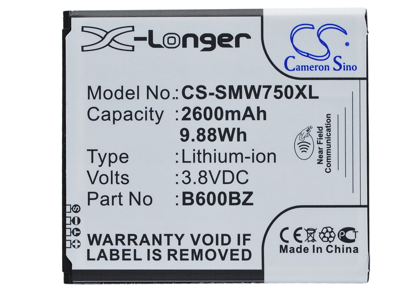 Replacement Battery for Verizon  SM-W750V – Mobile, SmartPhone – 2600mAh / 9.88Wh / 3.8V