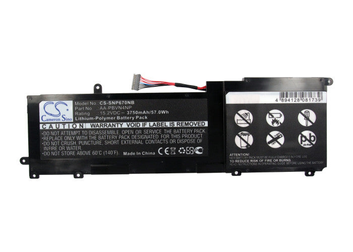 Replacement Battery for Samsung Ativ Book 6 – Notebook, Laptop – 3750mAh / 57.0Wh / 15.2V