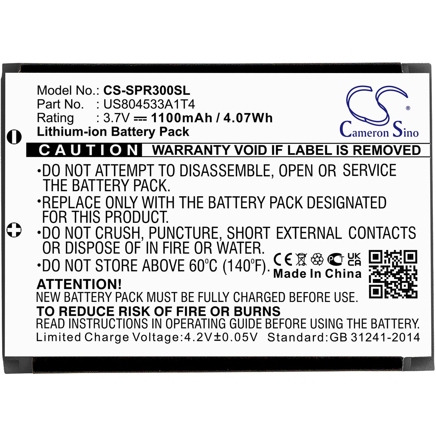 Replacement Battery for Angel Eye 550H – Camera – 1100mAh / 4.07Wh / 3.7V