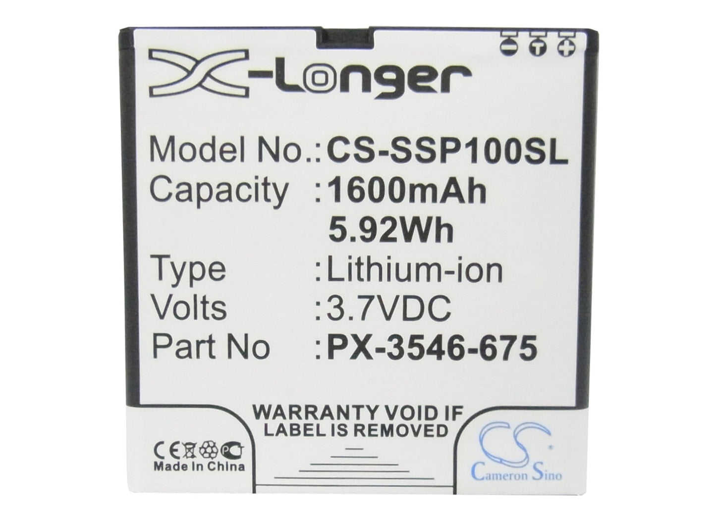 Replacement Battery for Simvalley SP-100 – Mobile, SmartPhone – 1600mAh / 5.92Wh / 3.7V