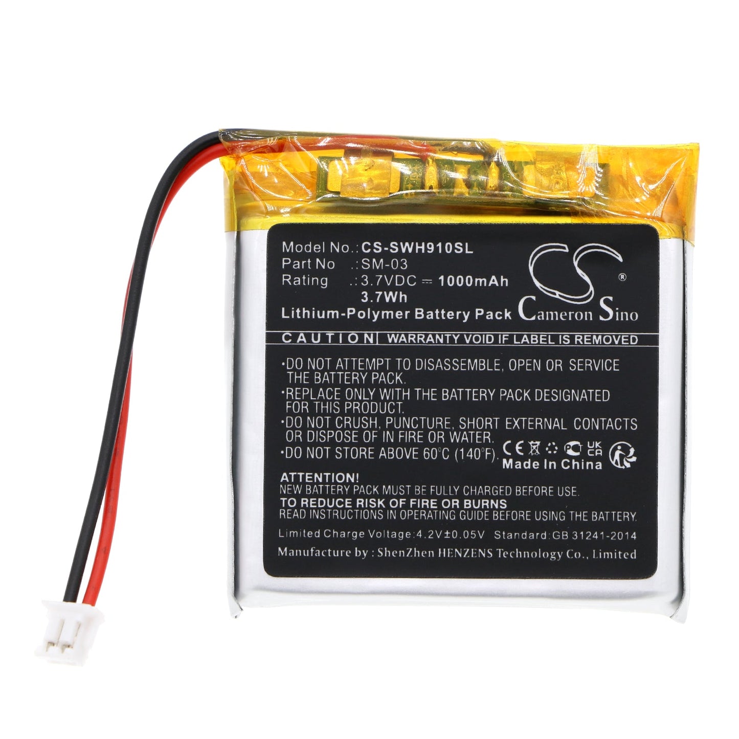Replacement Battery for Sony WH-H910N – Wireless Headset – 1000mAh / 3.7Wh / 3.7V