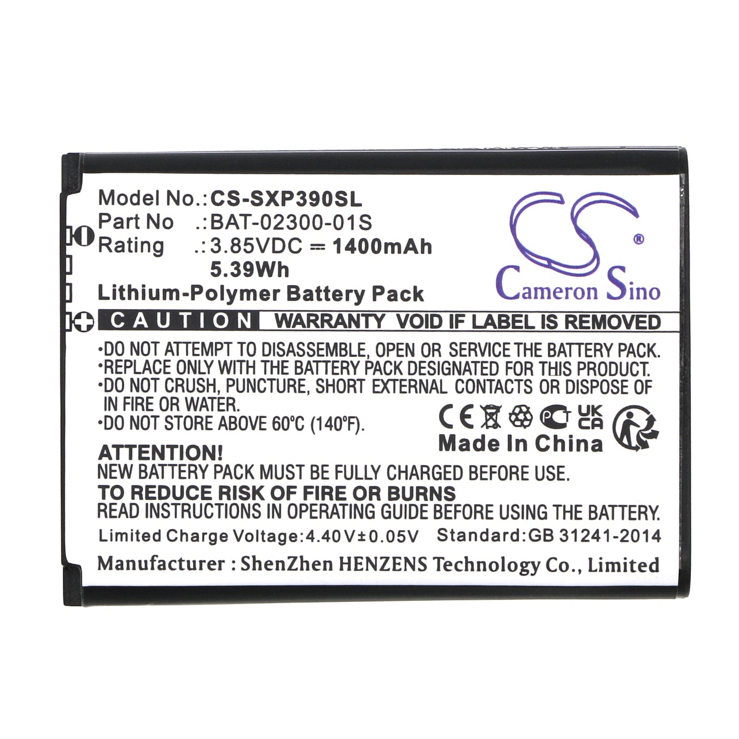 Replacement Battery for Sonim XP3 Plus – Mobile, SmartPhone – 1400mAh / 5.39Wh / 3.85V