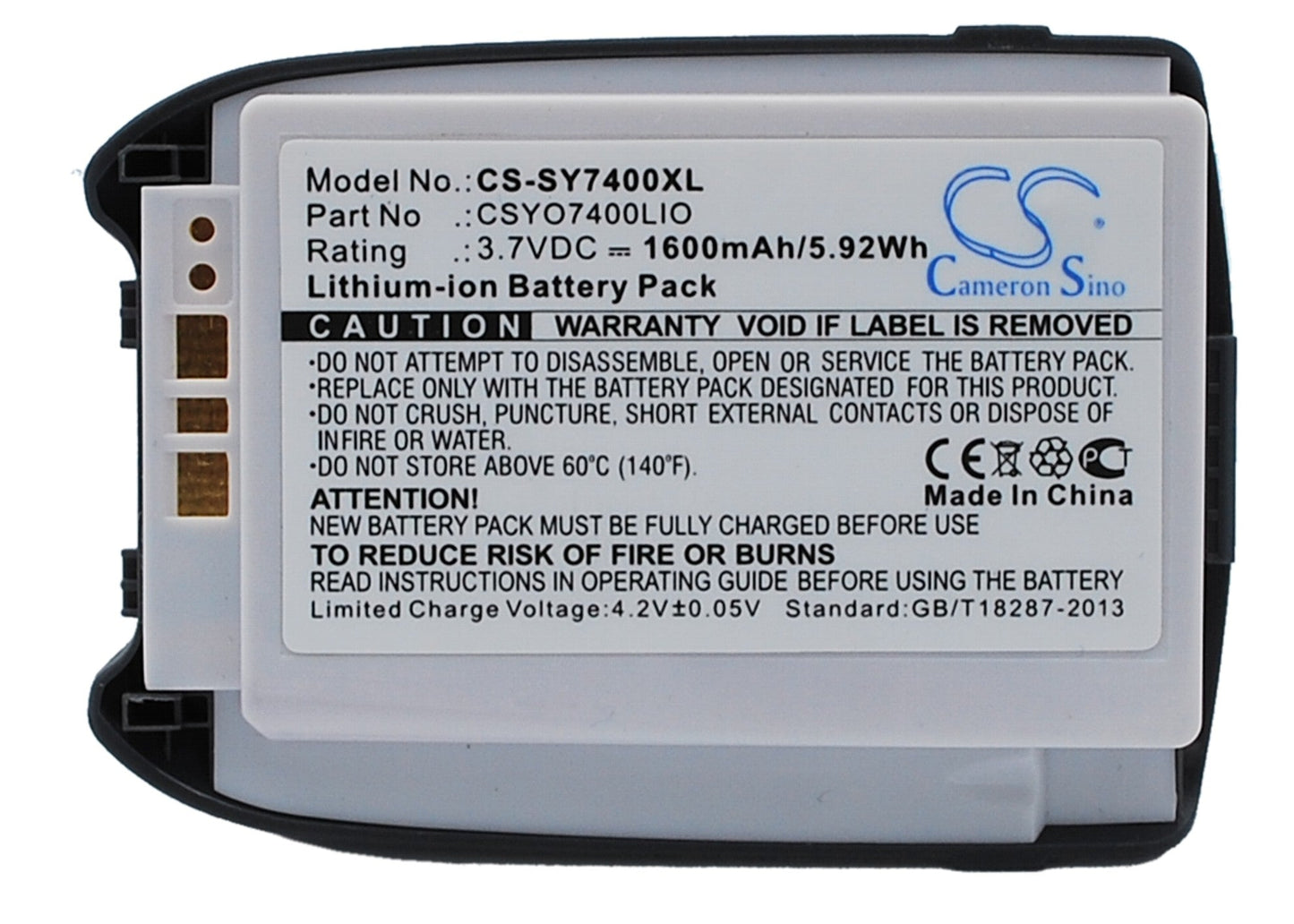 Replacement Battery for Sanyo MM7400 – Mobile, SmartPhone – 1600mAh / 5.92Wh / 3.7V