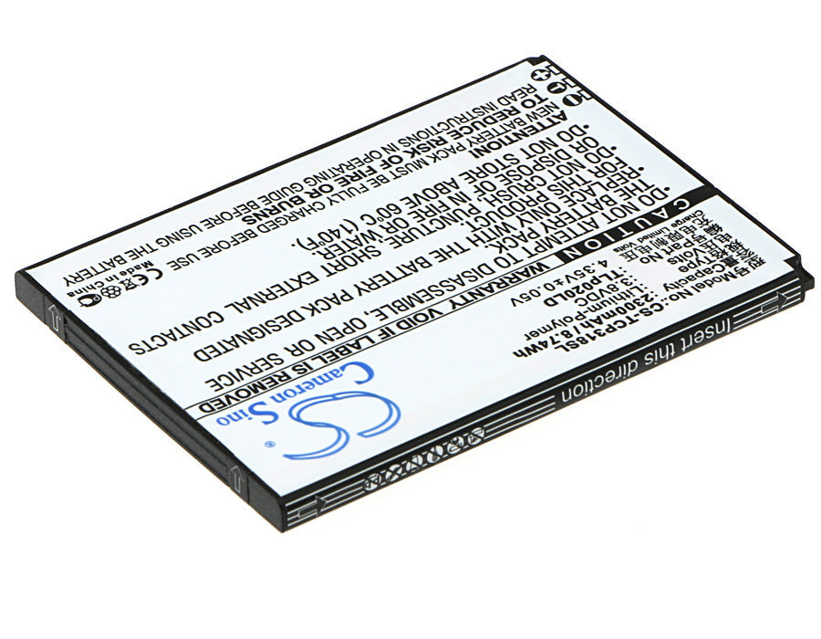 Replacement Battery for TCL  P307L – Mobile, SmartPhone – 2300mAh / 8.74Wh / 3.8V