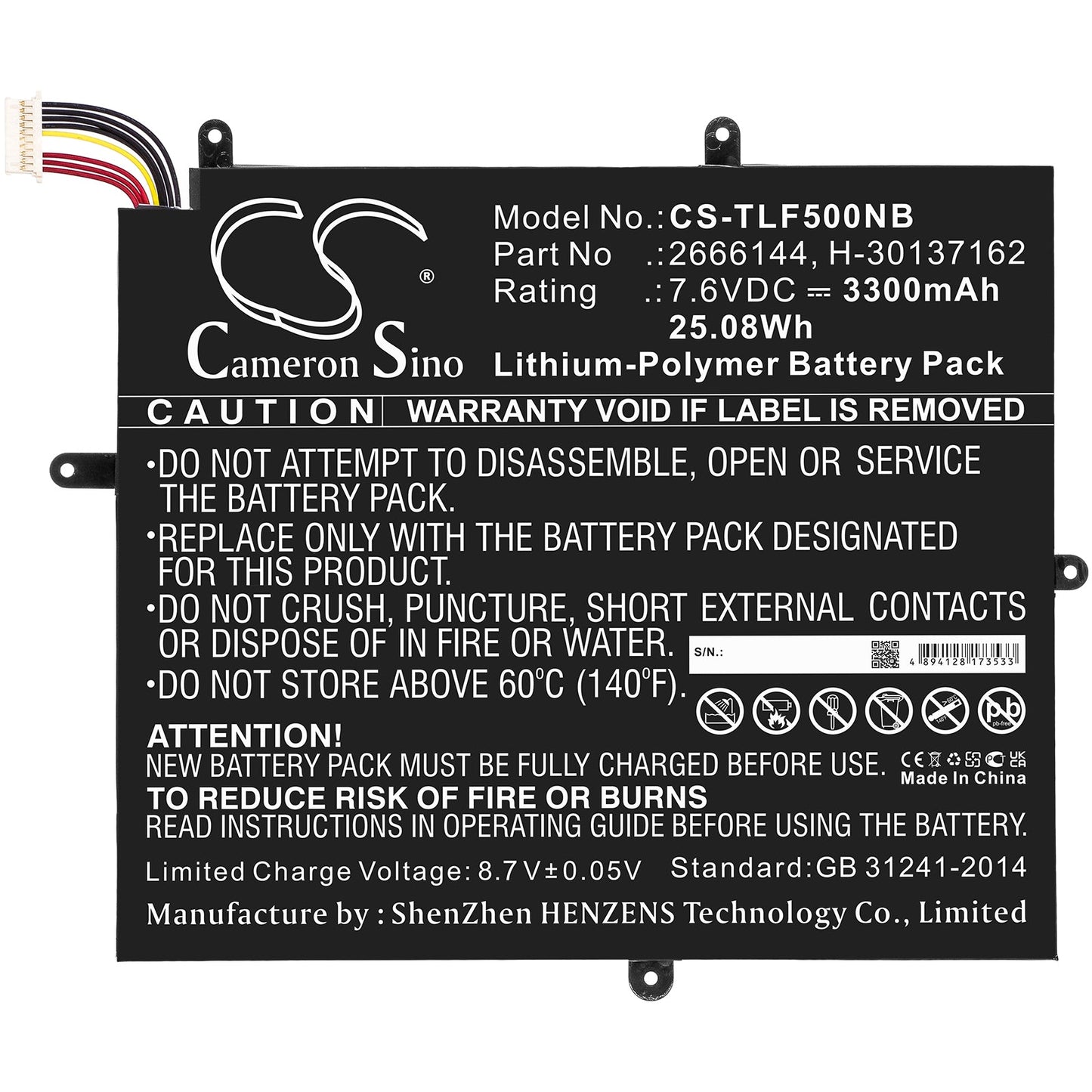 Replacement Battery for Teclast  F5 – Notebook, Laptop – 3300mAh / 25.08Wh / 7.6V
