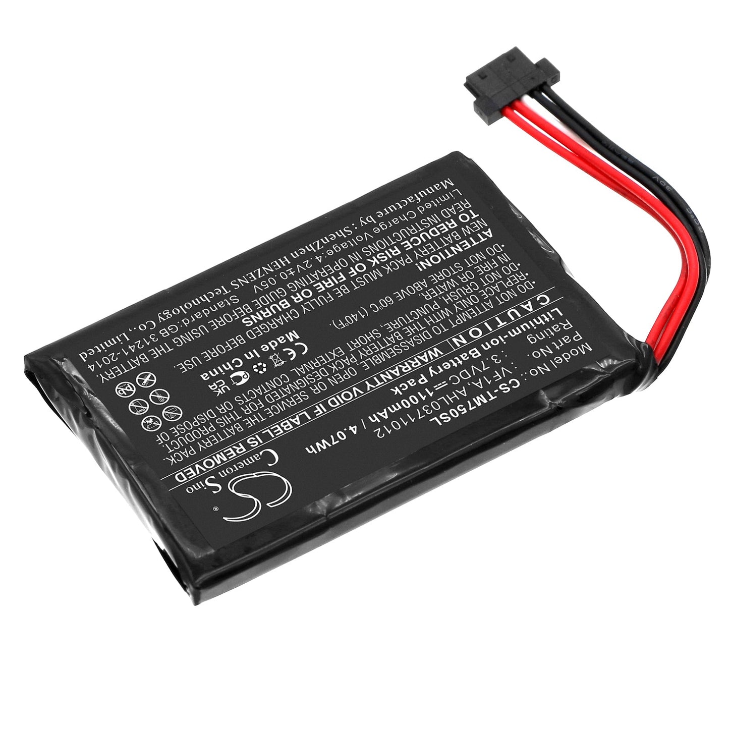 Replacement Battery for TomTom  4CP0.002.06 – GPS, Navigator – 1100mAh / 3.7V