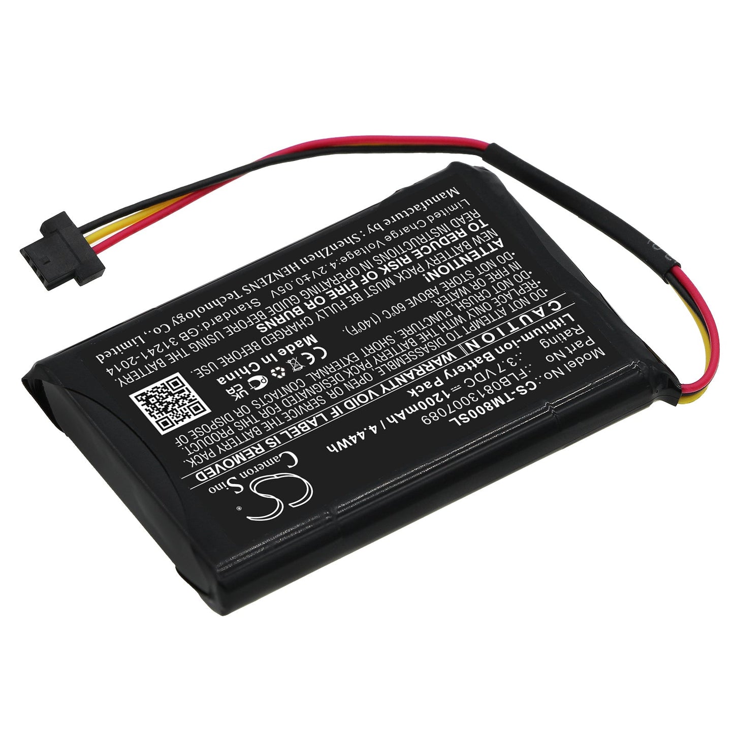 Replacement Battery for TomTom  4FC64 4FD6.001.00 – GPS, Navigator – 1200mAh / 4.44Wh / 3.7V