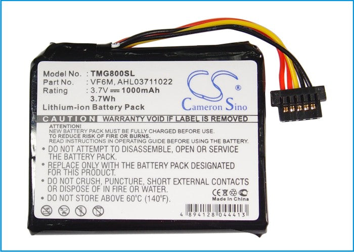 Replacement Battery for TomTom  4EH45 – GPS, Navigator – 1000mAh / 3.70Wh / 3.7V