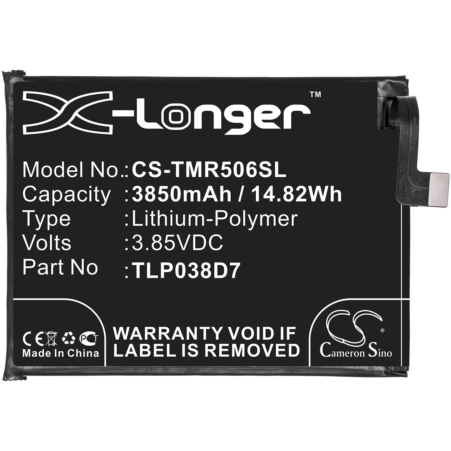 Replacement Battery for Verizon  10 – Mobile, SmartPhone – 3850mAh / 14.82Wh / 3.85V