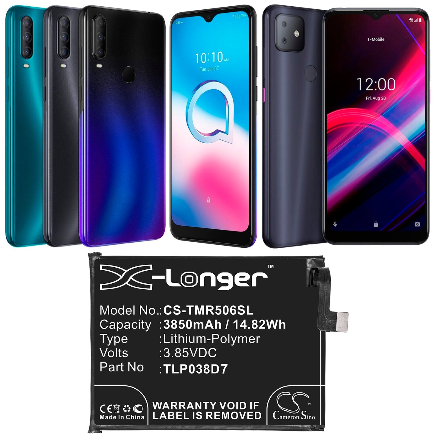 Replacement Battery for TCL  10 SE – Mobile, SmartPhone – 3850mAh / 14.82Wh / 3.85V