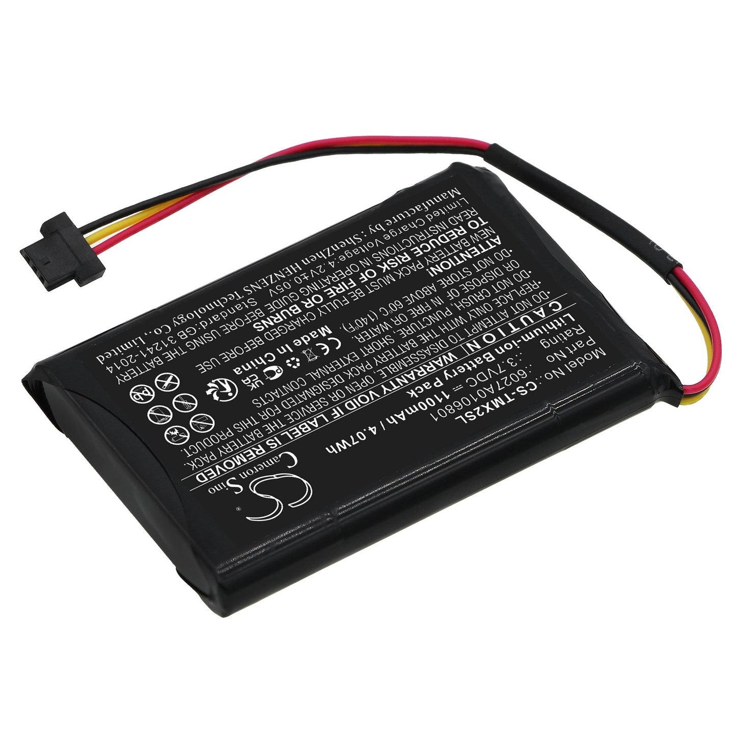 Replacement Battery for TomTom  4ET0.002.02 – GPS, Navigator – 1100mAh / 4.07Wh / 3.7V