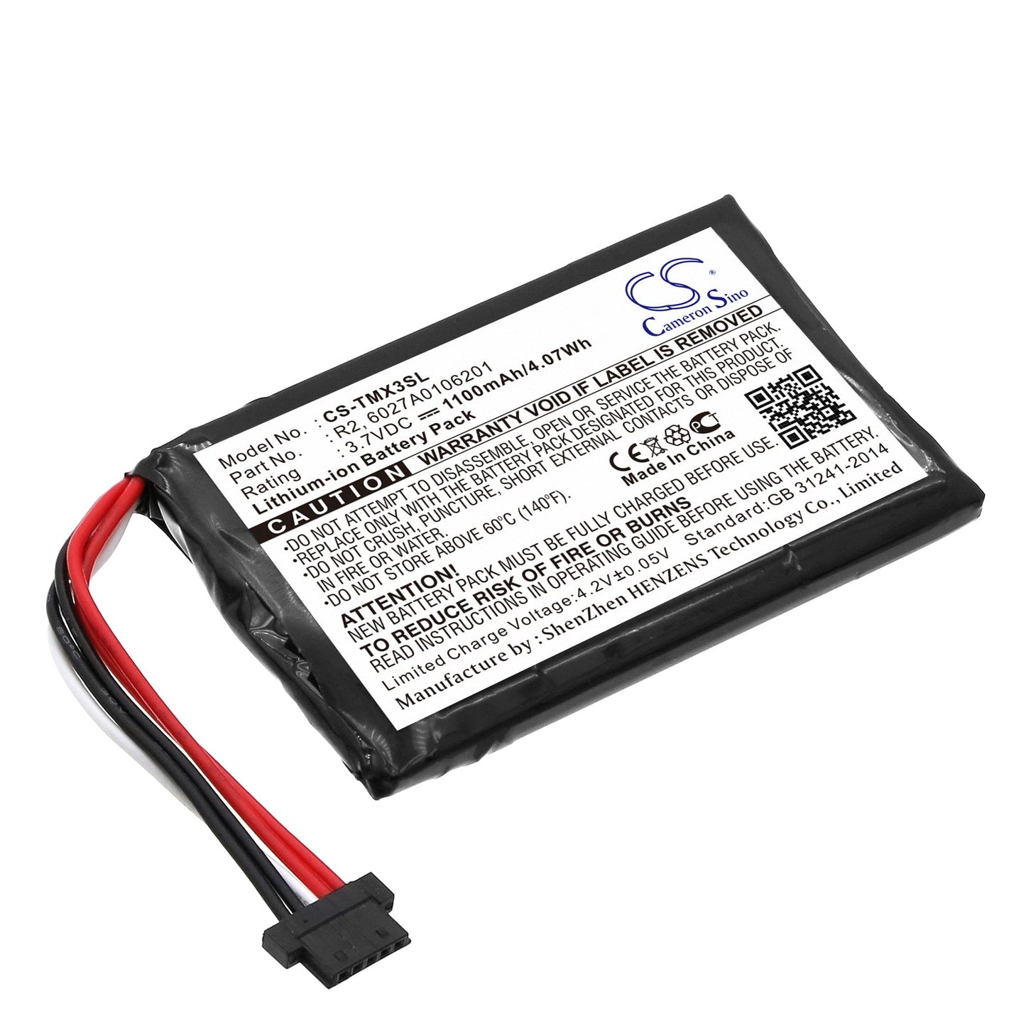 Replacement Battery for TomTom  1EP0.029.01 – GPS, Navigator – 1100mAh / 4.07Wh / 3.7V