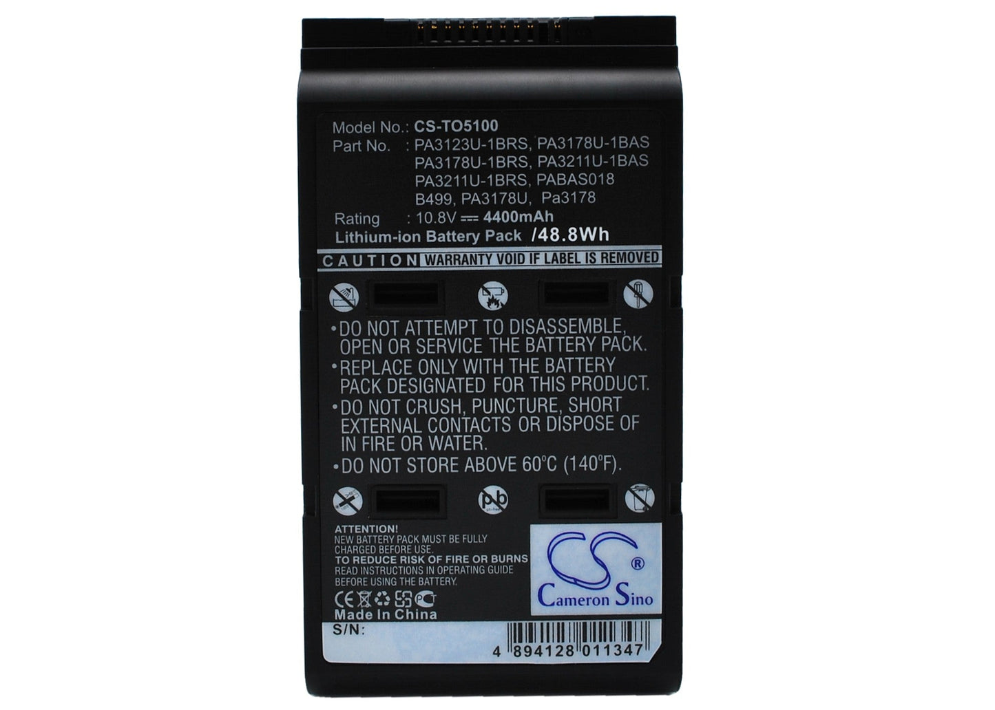 Replacement Battery for Toshiba  Portege A100 – Notebook, Laptop – 4400mAh / 10.8V