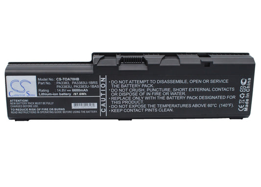 Replacement Battery for Toshiba  Satellite A70 – Notebook, Laptop – 6600mAh / 14.8V