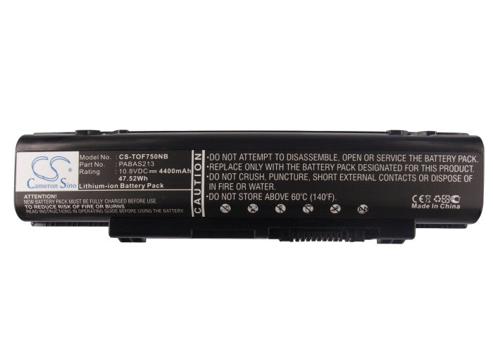 Replacement Battery for Toshiba Dynabook Qosmio T750 Dynabook Qosmio T750/T8A, Dynabook Qosmio T750/T8B, – Laptop – 4400mAh / 47.52Wh