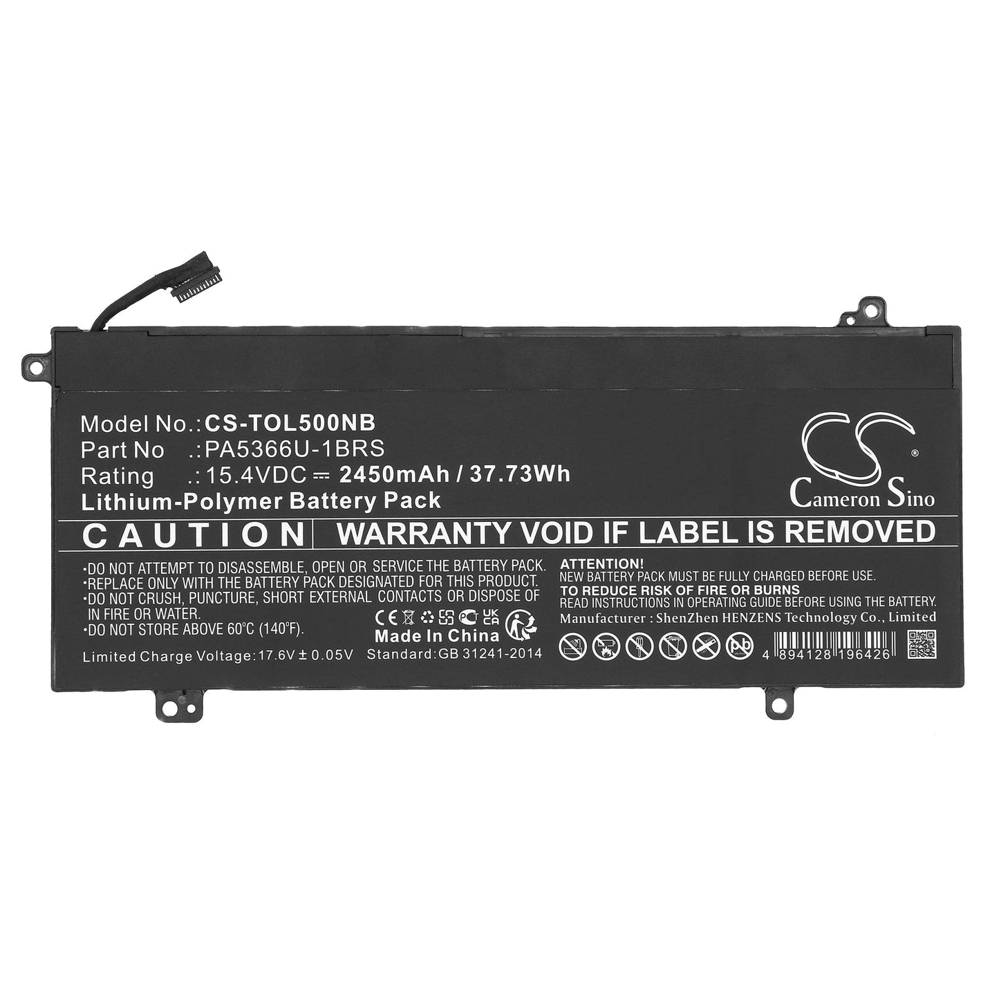 Replacement Battery for Toshiba  Dynabook Satellite Pro L50 – Notebook, Laptop – 2450mAh / 37.73Wh / 15.4V