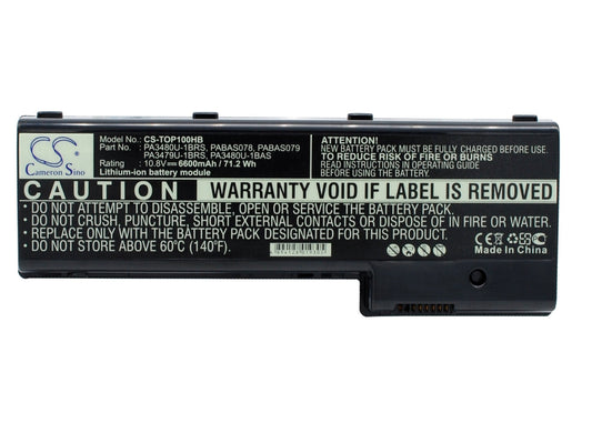 Replacement Battery for Toshiba  Satellite P100 Series – Notebook, Laptop – 6600mAh / 10.8V