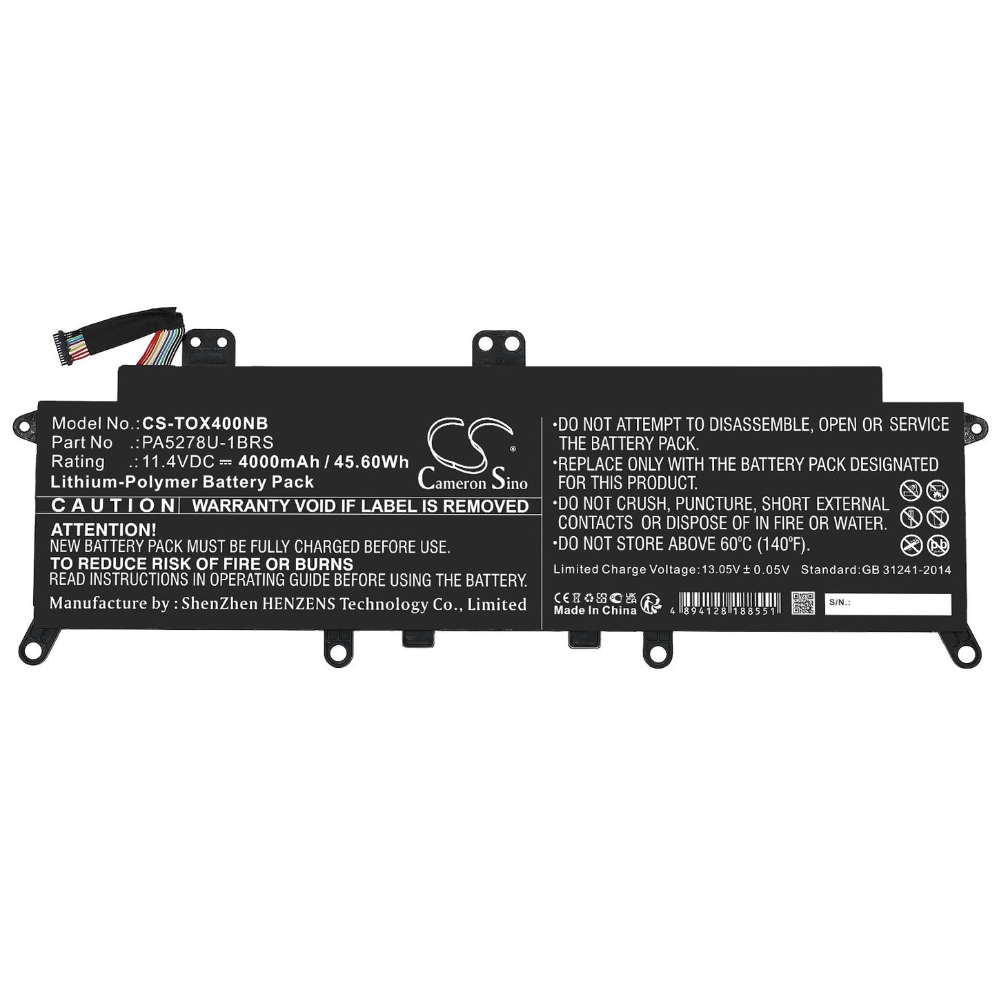 Replacement Battery for Toshiba  Portege X30 – Notebook, Laptop – 4000mAh / 45.60Wh / 11.4V