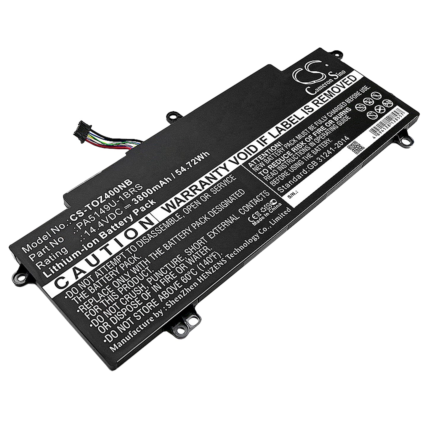 Replacement Battery for Toshiba Tecra Z40-A-10K Tecra Z40-A-10T, Tecra Z40-A-10X, – Laptop – 3800mAh / 54.72Wh