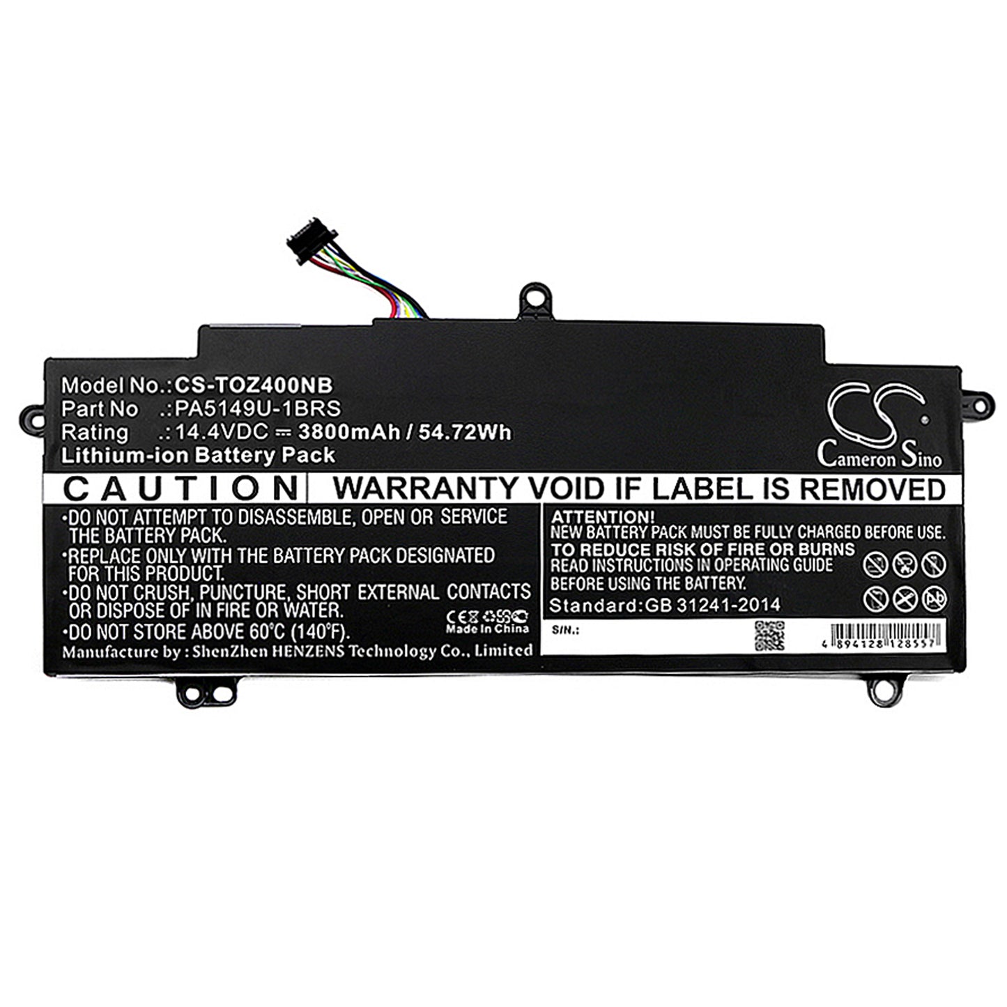 Replacement Battery for Toshiba Tecra Z40-A-10K Tecra Z40-A-10T, Tecra Z40-A-10X, – Laptop – 3800mAh / 54.72Wh