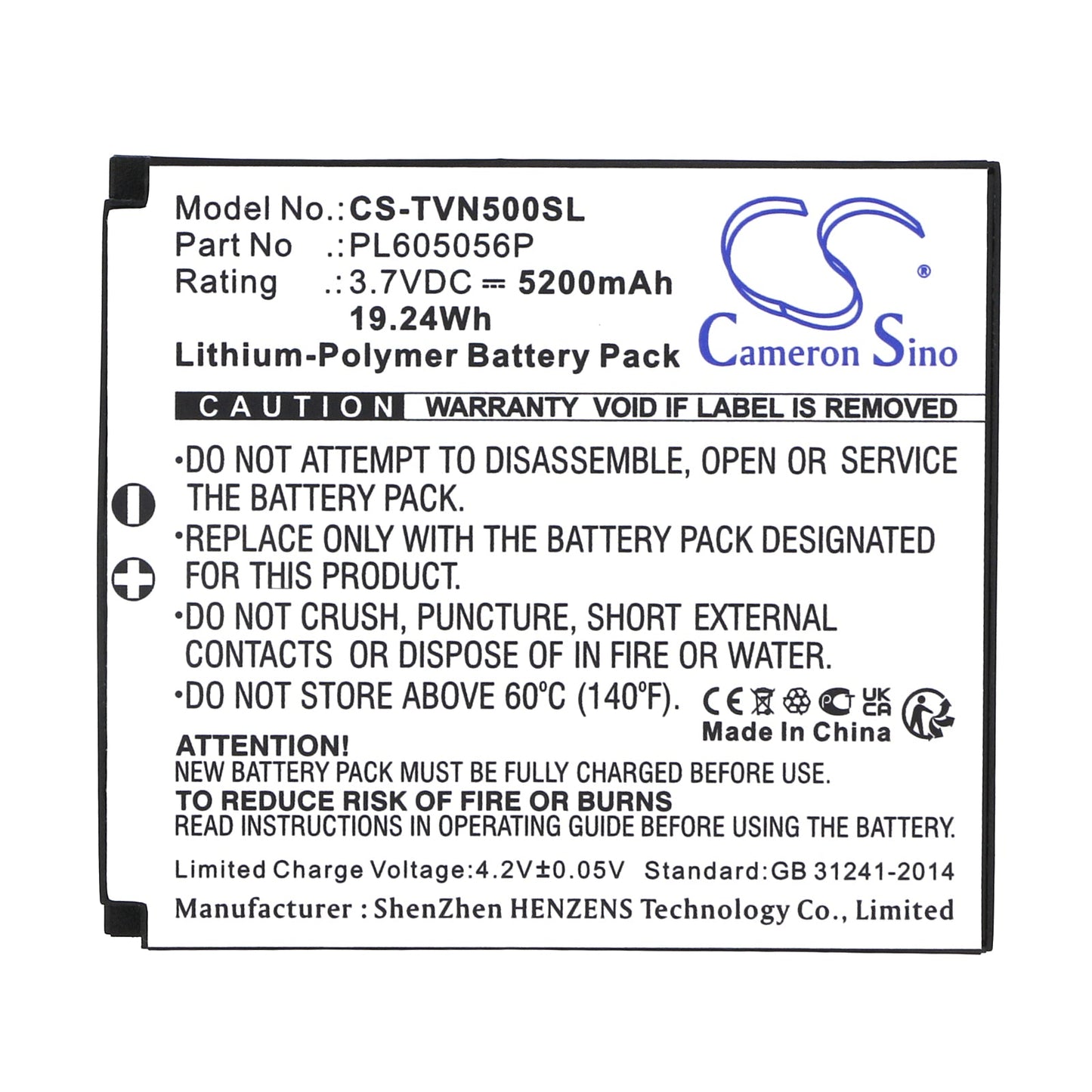 Replacement Battery for TwoNav  Aventura – GPS, Navigator – 5200mAh / 19.24Wh / 3.7V
