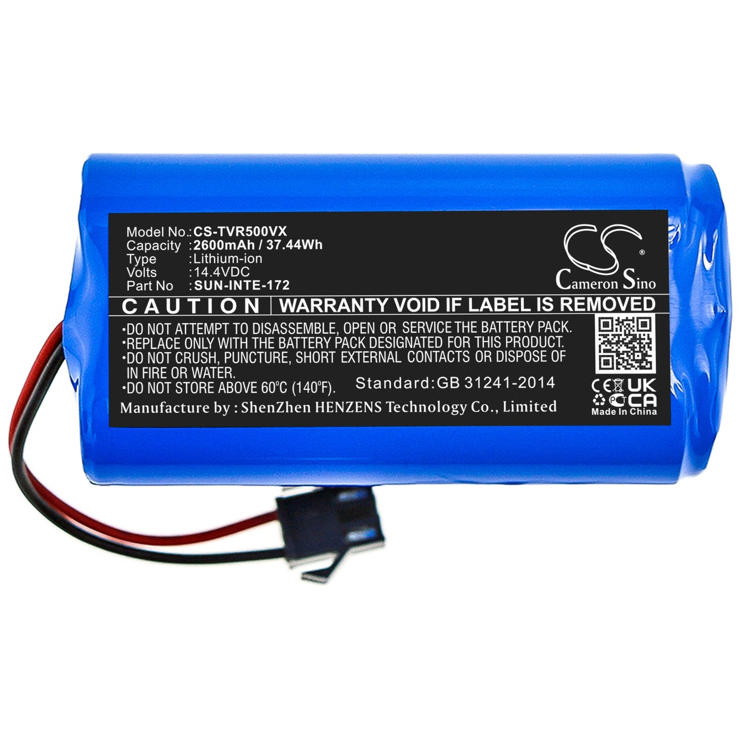 Replacement Battery for Tesla  RoboStar iQ300 – Vacuum – 2600mAh / 37.44Wh / 14.4V