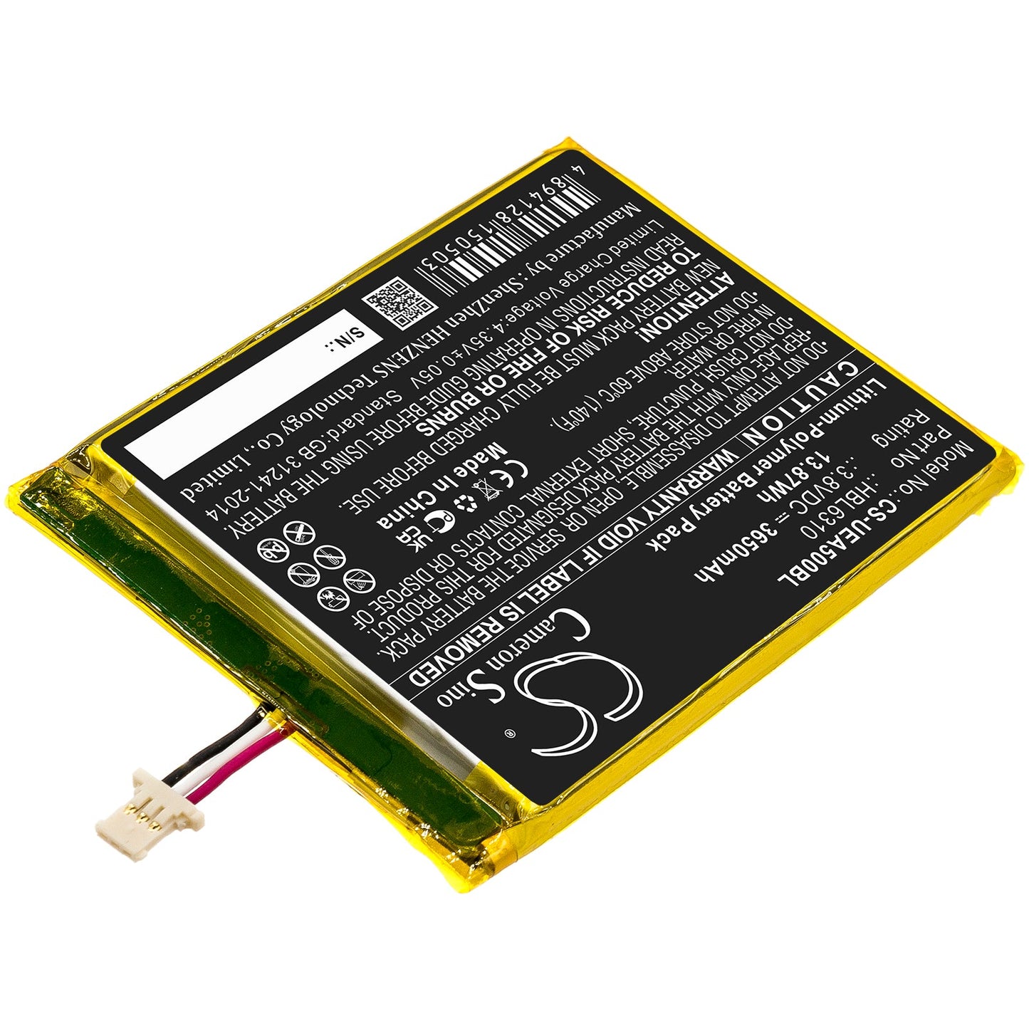 Replacement Battery for Urovo  i6310 – Barcode Scanner – 3650mAh / 13.87Wh / 3.8V