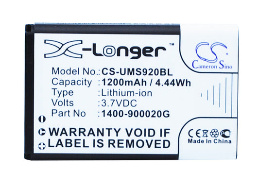 Replacement Battery for Unitech  MS920 – Barcode Scanner – 1200mAh / 4.44Wh / 3.7V