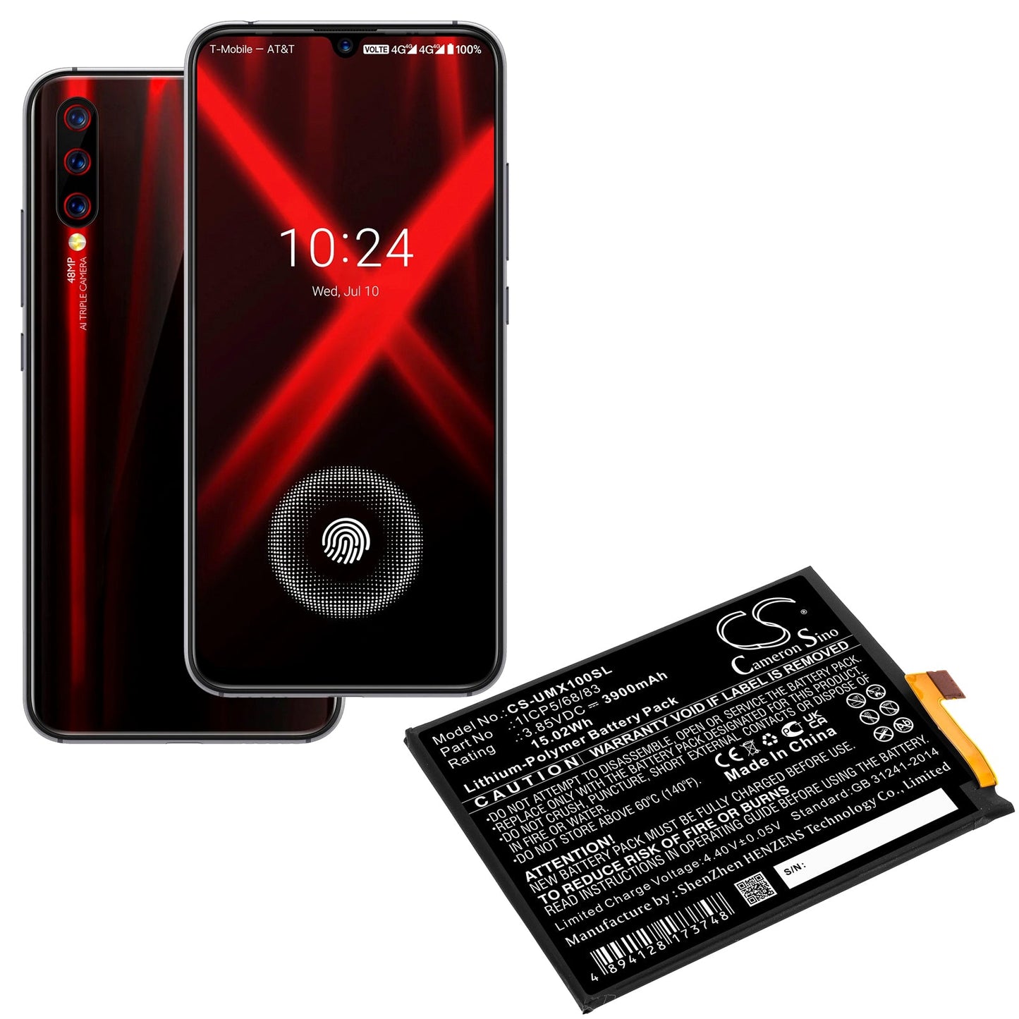 Replacement Battery for UMI  UMIDIGI X – Mobile, SmartPhone – 3900mAh / 15.02Wh / 3.85V