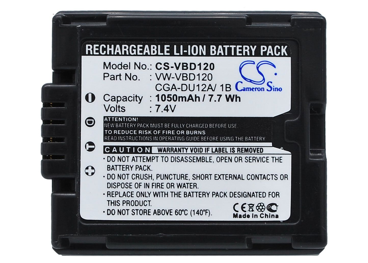 Replacement Battery for Panasonic DZ-GX20 – Camera – 1050mAh / 7.4V