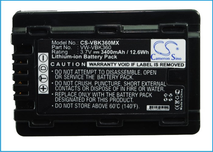 Replacement Battery for Panasonic HC-V10 – Camera – 3400mAh / 3.7V