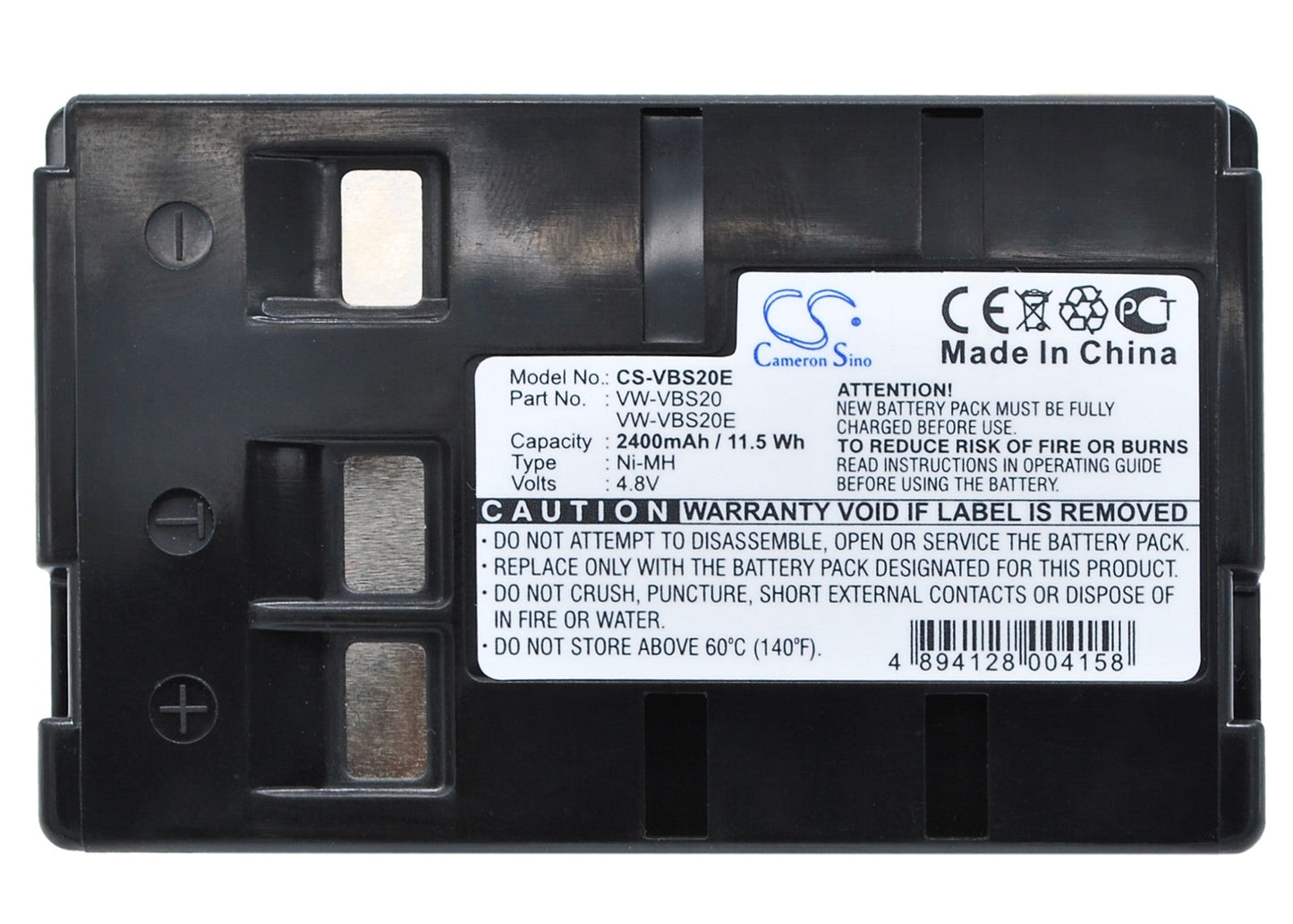 Replacement Battery for Panasonic NV-A1 – Camera – 2400mAh / 11.52Wh / 4.8V
