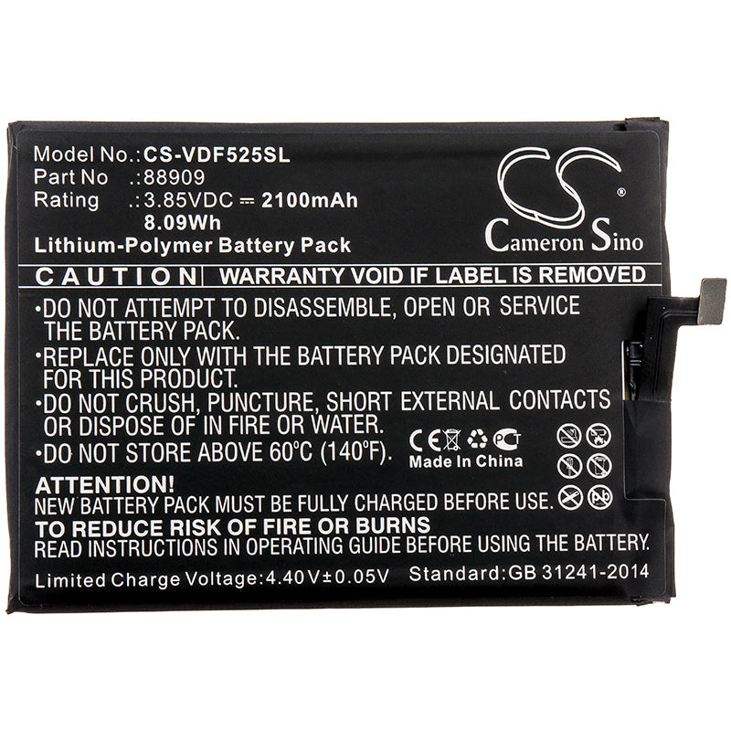 Replacement Battery for Vodafone 88909 – Mobile, SmartPhone – 2100mAh / 8.09Wh / 3.85V