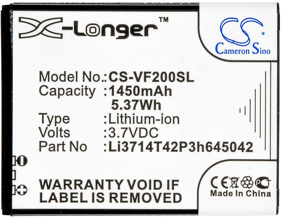 Replacement Battery for Vodafone Smart First 7 – Mobile, SmartPhone – 1450mAh / 5.37Wh / 3.7V