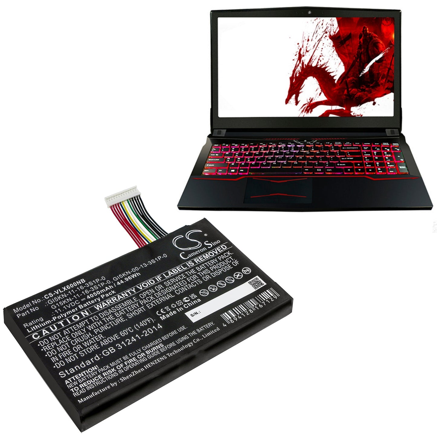 Replacement Battery for Vulcan X5 – Notebook, Laptop – 4050mAh / 44.96Wh / 11.1V