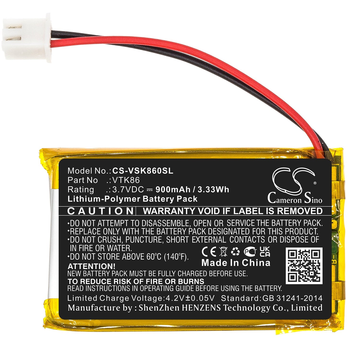 Replacement Battery for Velocitek  Shift – GPS, Navigator – 900mAh / 3.33Wh / 3.7V
