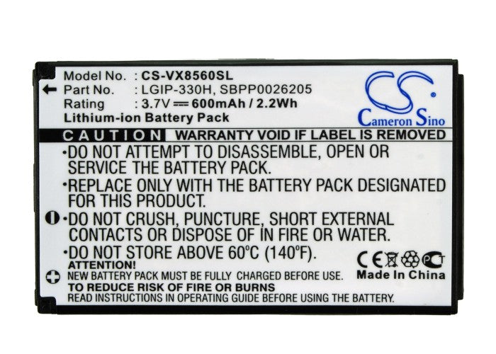 Replacement Battery for LG Chocolate 3 – Mobile, SmartPhone – 600mAh/2.2Wh / 3.7V
