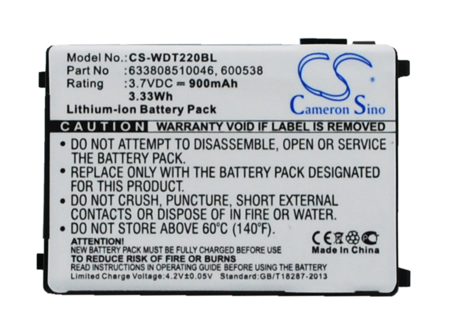Replacement Battery for Wasp RS-232 – Barcode Scanner – 900mAh / 3.33Wh / 3.7V