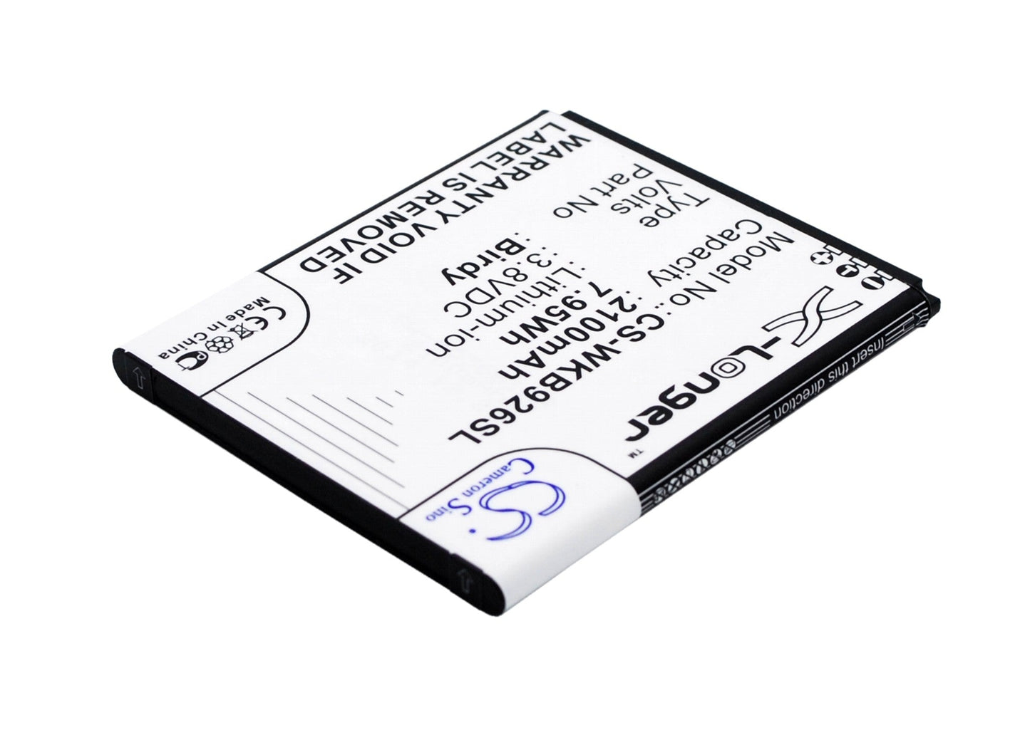 Replacement Battery for Wiko 9261 – Mobile, SmartPhone – 2100mAh / 7.98Wh / 3.8V