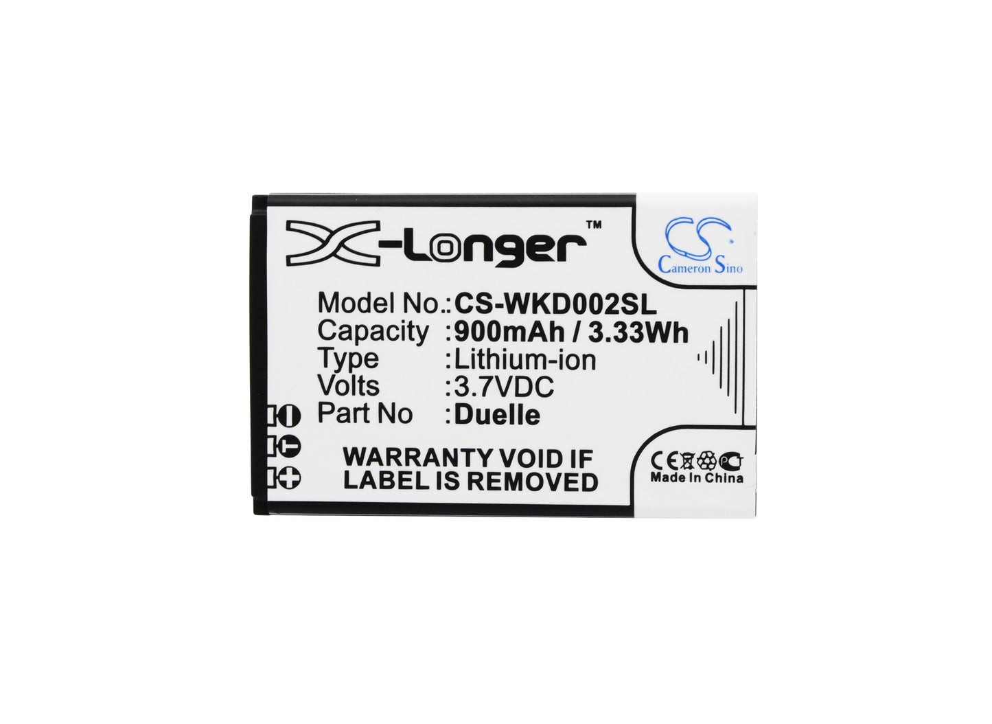 Replacement Battery for Wiko DuElle – Mobile, SmartPhone – 900mAh / 3.33Wh / 3.7V