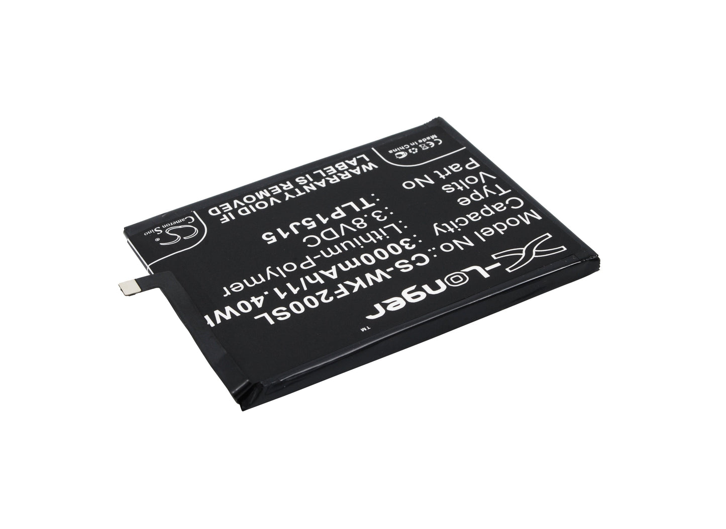 Replacement Battery for Wiko FEVER – Mobile, SmartPhone – 3000mAh / 11.40Wh / 3.8V