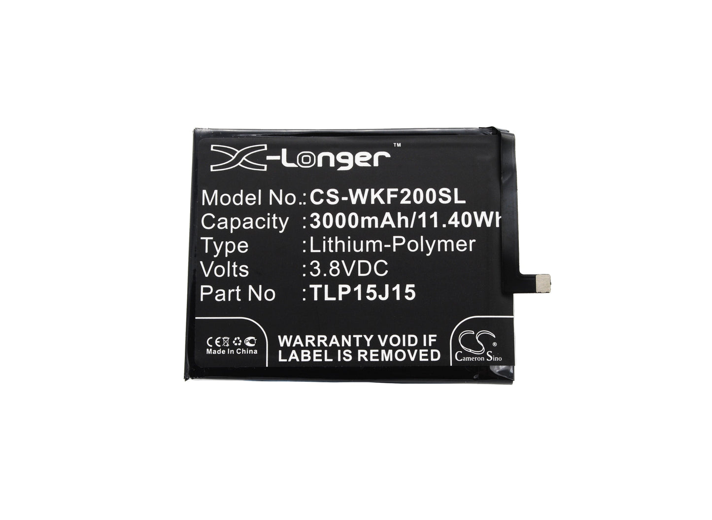 Replacement Battery for Wiko FEVER – Mobile, SmartPhone – 3000mAh / 11.40Wh / 3.8V