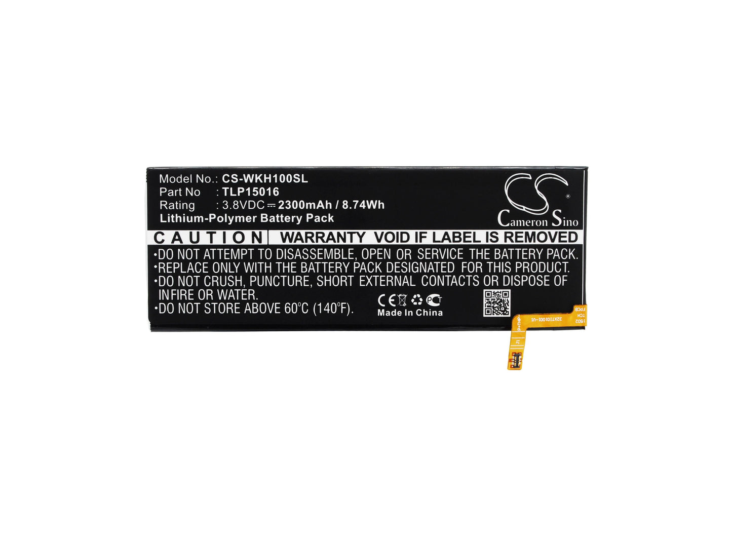 Replacement Battery for Wiko Highway Star – Mobile, SmartPhone – 2300mAh / 8.74Wh / 3.8V