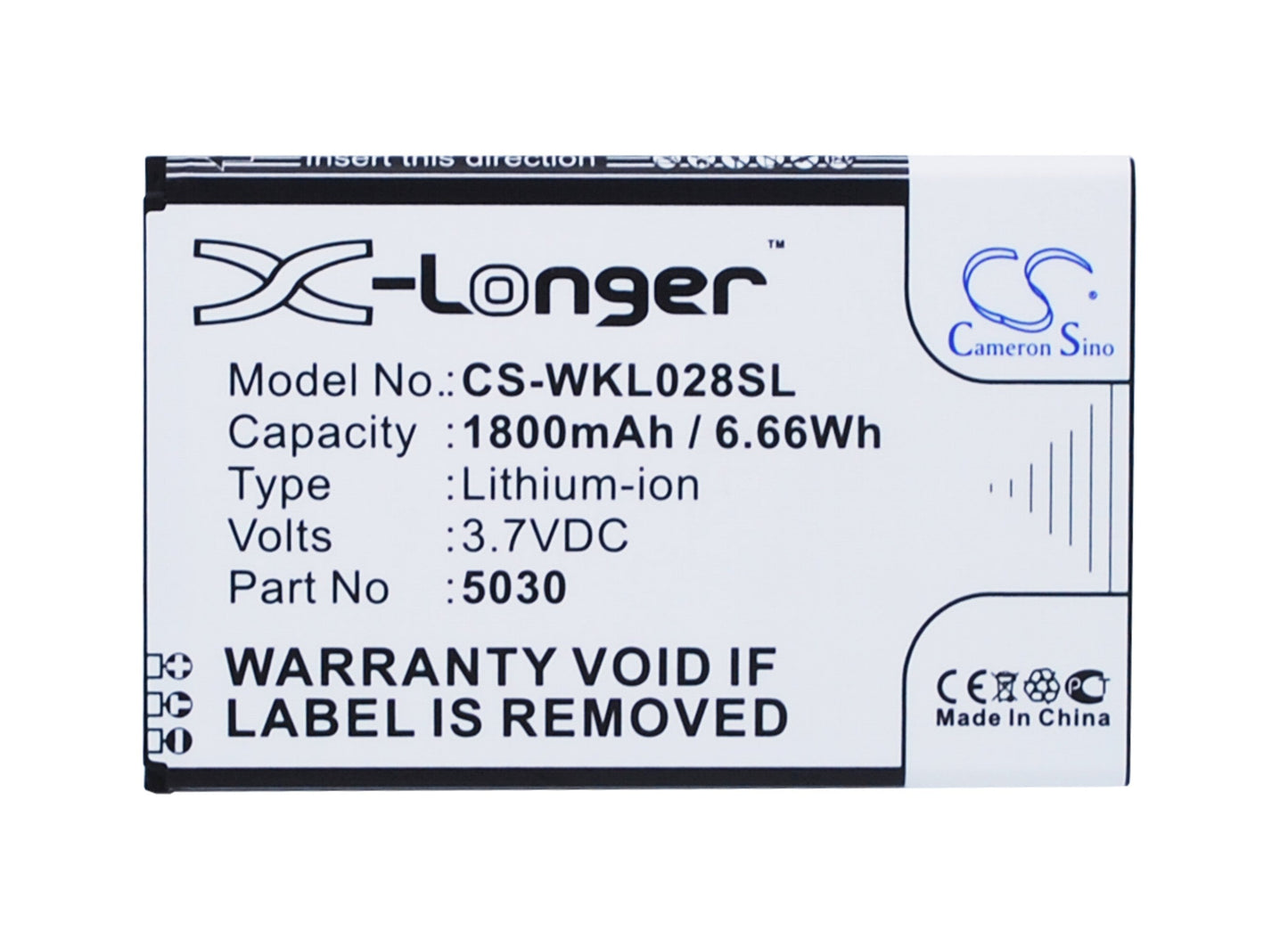 Replacement Battery for Wiko LENNY 2 – Mobile, SmartPhone – 1800mAh / 6.66Wh / 3.7V