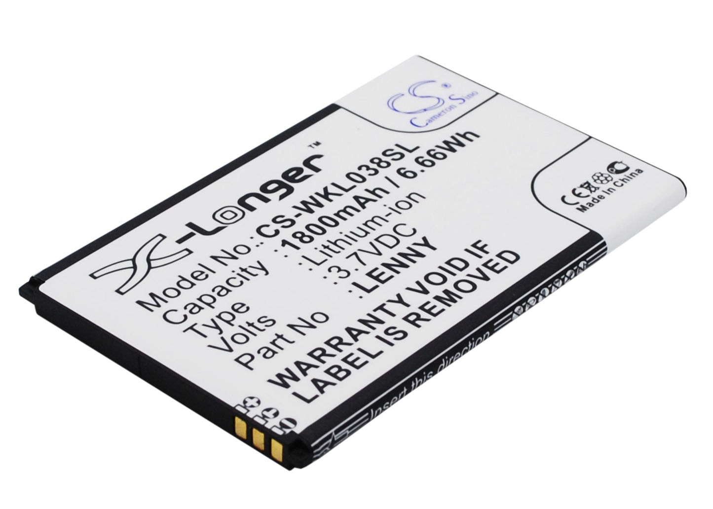 Replacement Battery for Wiko B0386126 – Mobile, SmartPhone – 1800mAh / 6.66Wh / 3.7V